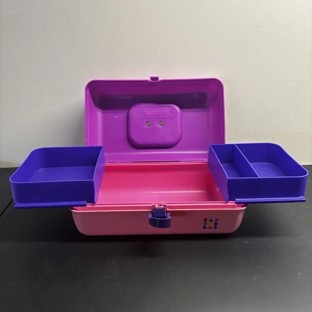 Caboodles Makeup Case Box Kit Purple Pink Crafts Organizer Storage Vintage USA